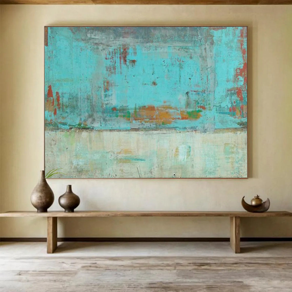 “Turquoise - Toned Abstract Cityscape” - Urban Abstract Painting On Canvas PT1583