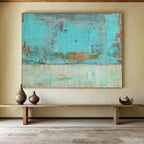 “Turquoise - Toned Abstract Cityscape” - Urban Abstract Painting On Canvas PT1583