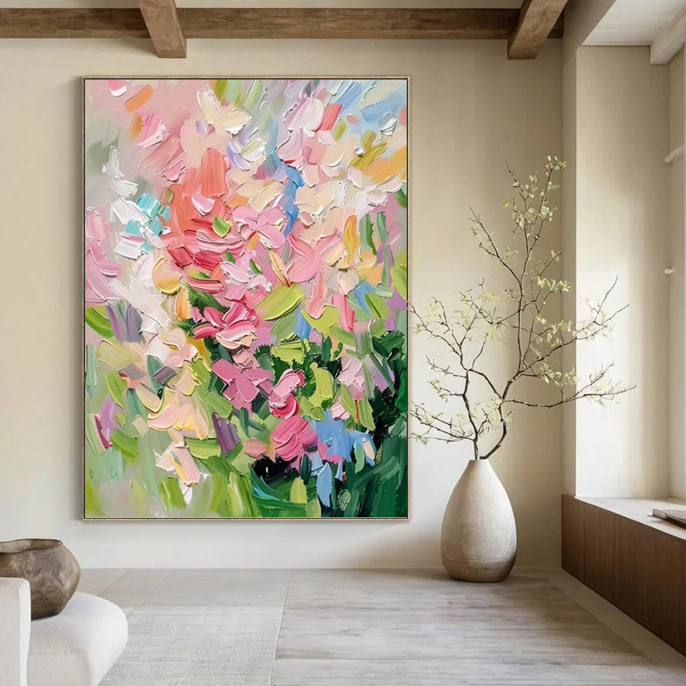 “Colorful Floral Impasto” - Impressionist - Inspired Floral Painting On Canvas PT1403