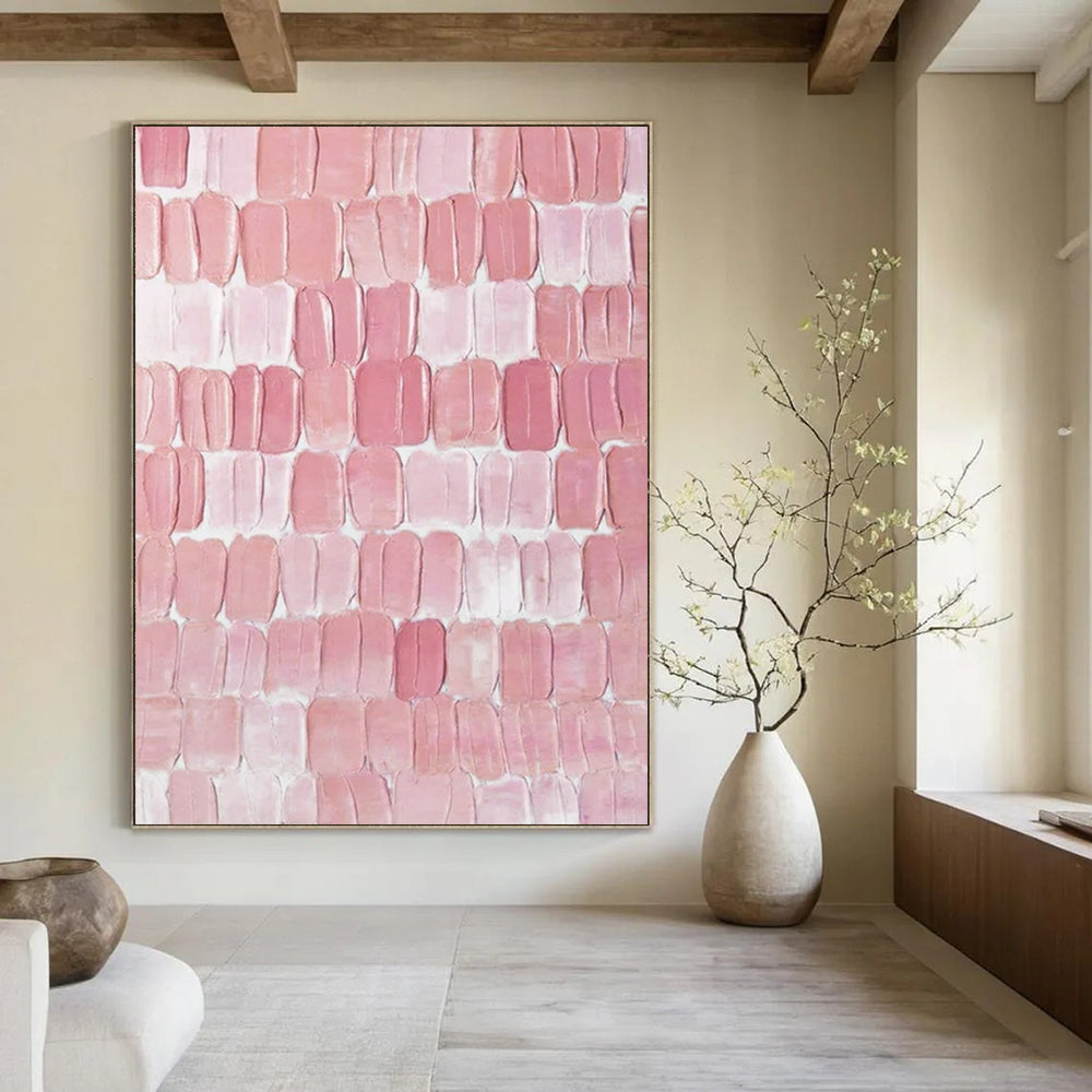 “Pink Textured Abstract” - Minimalist Textured Painting On Canvas PT2266