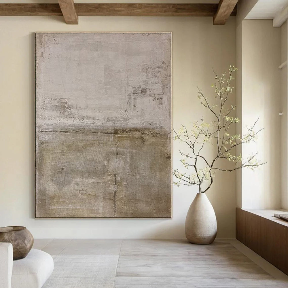 Beige and Gray Textured, "Desert Silence" – Textured Abstract Painting On Canvas PS0957