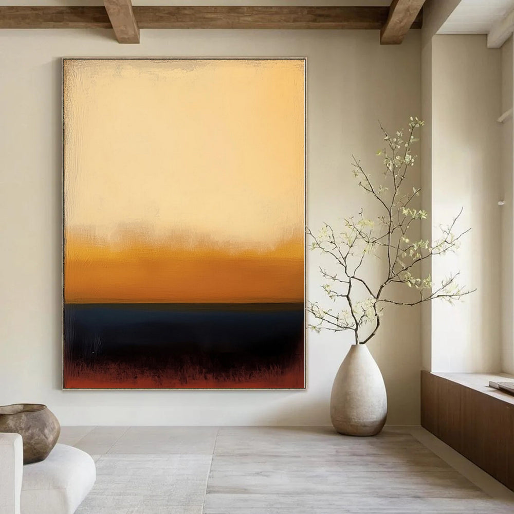 Beige, Orange, Blue with Horizontal Gradients "Desert Dusk" Abstract Painting On Canvas PS1190