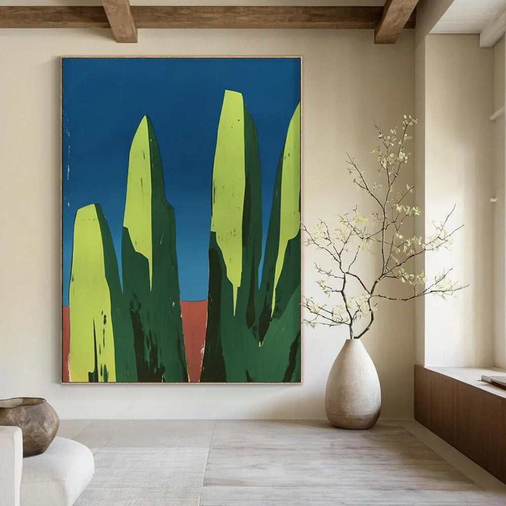 Minimalist Green Rocks Painting On Canvas DS093