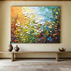 “Textured Floral Burst” - 3D Flower Field Painting On Canvas DKS443