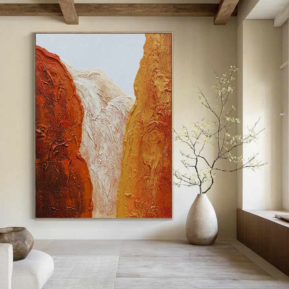 “Textured Canyon Abstract” - Impasto Landscape Painting On Canvas PT1210