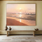 “Orange - Gold Sunset Beach” - Impressionistic Landscape Painting On Canvas PT264