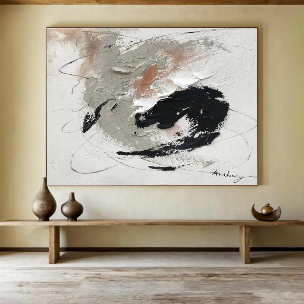 Neutral Swirls and Textures - Expressive Abstract Painting On Canvas DKS312