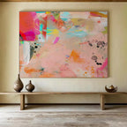 Pink - Toned Abstract with Splashes Painting On Canvas DKS079