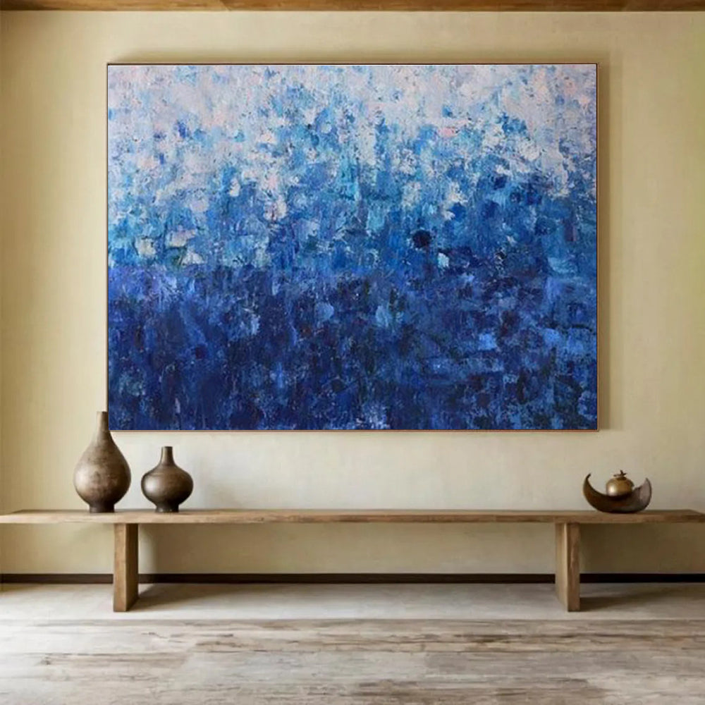 Blue Gradient Abstract: Minimalist & Serene Painting for Coastal Bedroom & Spa Relaxation Area DKS660