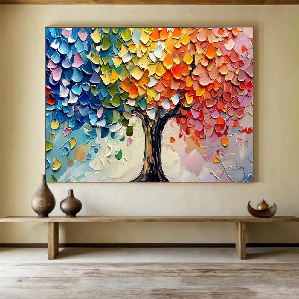 “Colorful Tree of Life” - Impasto Oil Painting On Canvas DKS798