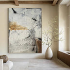 “Grey and Brown Abstract Textures” - Industrial Abstract Painting On Canvas DS338