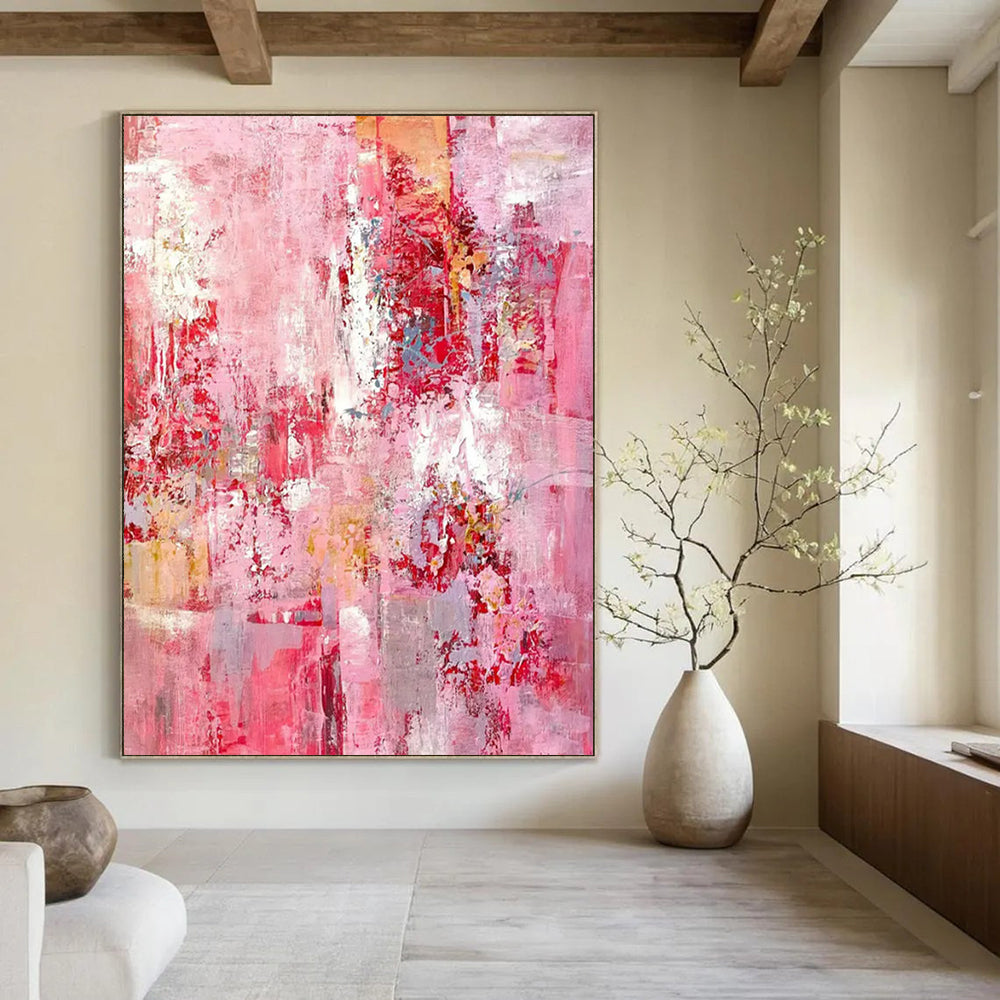 “Pink Abstract Rhapsody” - Expressionist Abstract Painting On Canvas PT2300