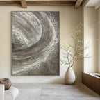 “Textured Silver and Gray Swirls” - Abstract, Tactile - Styled Painting On Canvas PT1542