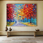 “Colorful Autumn Stroll” - Impressionistic Forest Painting On Canvas PT200