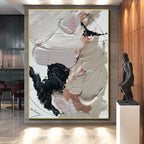 “Beige - Black - Pink Gentle Abstraction” - Beige, Black, Pink, White Abstract Painting On Canvas PS0512