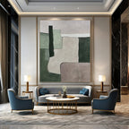 Gray, Red, Yellow, Green with Dynamic Strokes "Urban Echo" Abstract Painting On Canvas PS1459