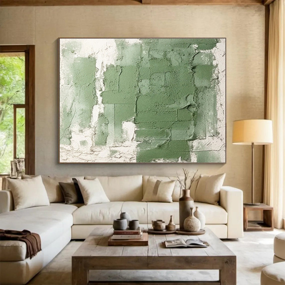 “Green - Grey Textured Wall” Abstract Painting On Canvas DKS274