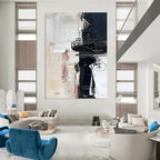 “Black, White, and Red Abstract Fusion” - Abstract Expressionist Painting On Canvas PT2366