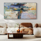 Blue, Green, Yellow, Pink with Textured Strokes "Dreamy Harbor" Abstract Painting On Canvas PS1397