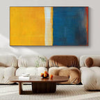 Blue, Yellow, White with Horizontal Divisions "Sunny Horizon" Abstract Painting On Canvas PS1186