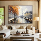 “Autumn Paris Scene” - Impressionistic Landscape Painting On Canvas PT171