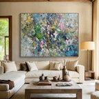 “Colorful Abstract Floral Burst” - Abstract Impasto Painting On Canvas PS0017