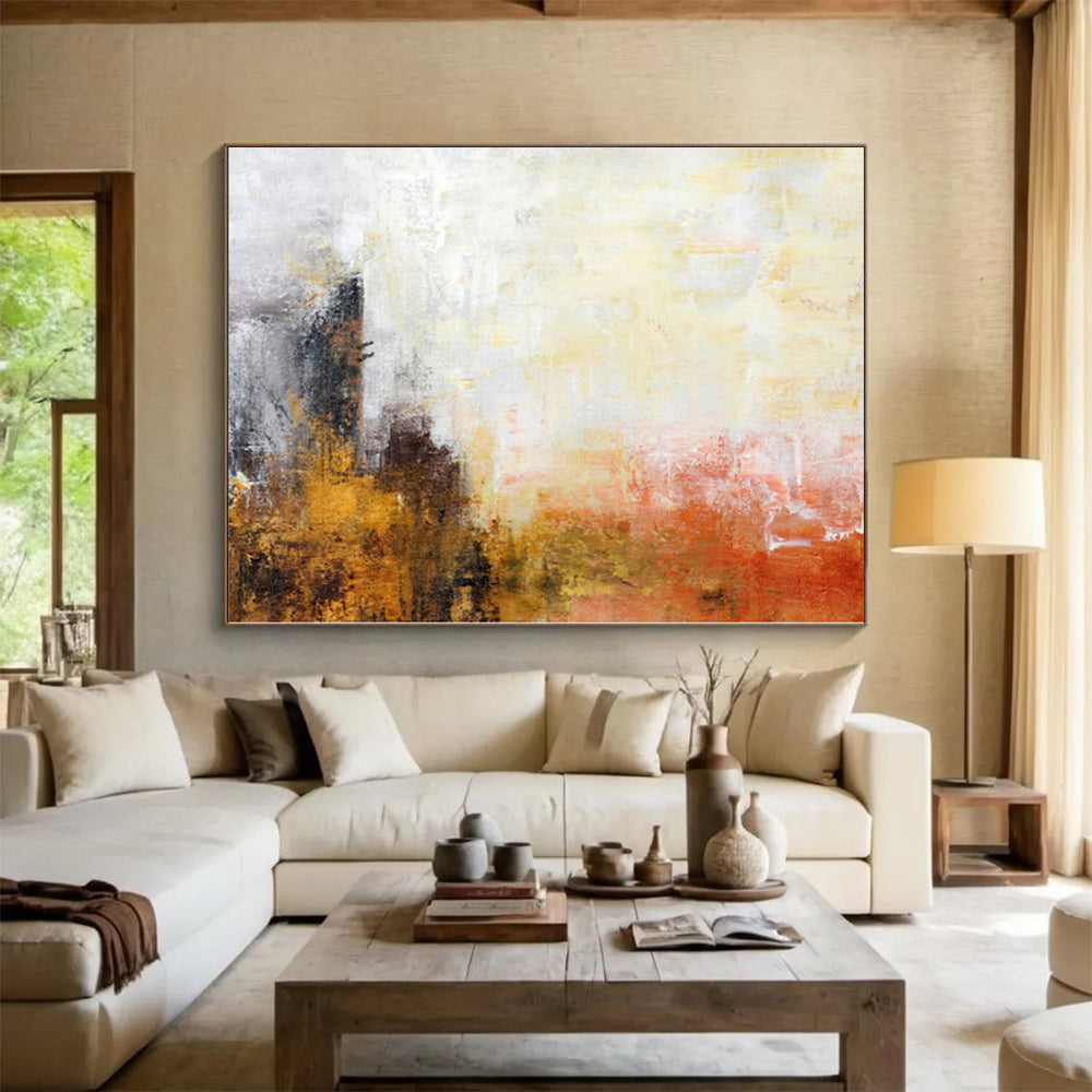 “Warm Tones Abstract” - Minimalist Abstract Painting On Canvas PS0066