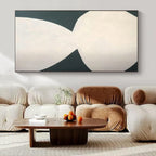 White and Dark Green, "Balanced Shapes" – Minimalist Abstract Painting On Canvas PS0999