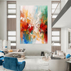 Colorful Abstract Burst Textured Painting On Canvas DS079