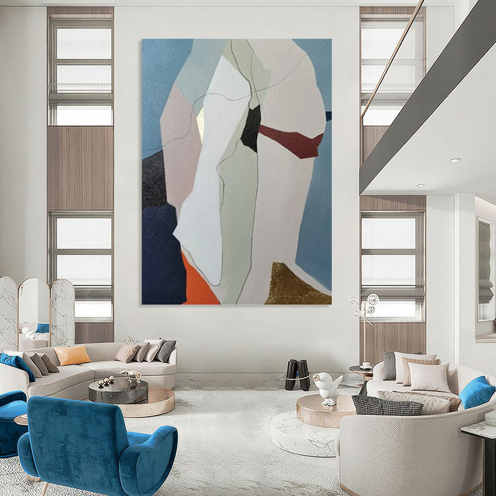 “Pastel Geometric Figure” - Modern Abstract Painting On Canvas PT1053