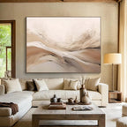 Beige and White Flowing Waves Abstract Painting On Canvas DKS092