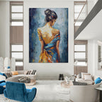 “Impasto Portrait of a Woman in Colorful Dress” - Impasto Figurative Painting On Canvas PT1909