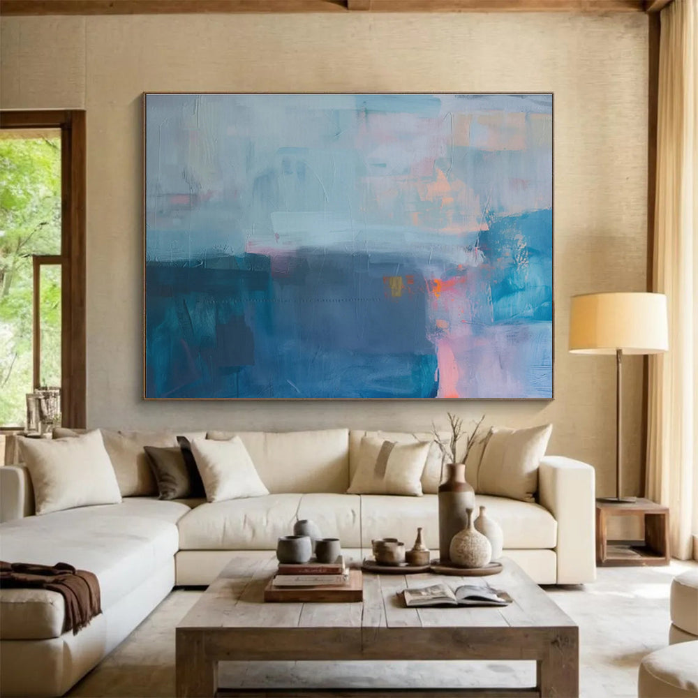 “Cool Blue Abstraction” - Subtle Abstract Painting On Canvas DKS485