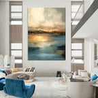 “Soft Abstract Sunset Reflection” - Abstract Landscape Painting On Canvas PT1940