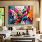 “Explosive Color Splashes in Abstract Motion” Abstract Expressionist Painting On Canvas PT1812