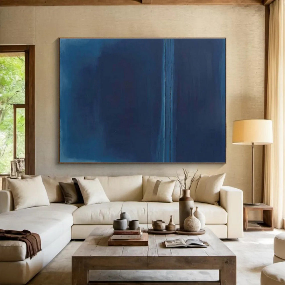 Deep Blue Monochromatic Abstract Painting On Canvas DKS099