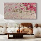 Pink, Green with Textured Roses "Tactile Blooms" Abstract Painting On Canvas PS1450