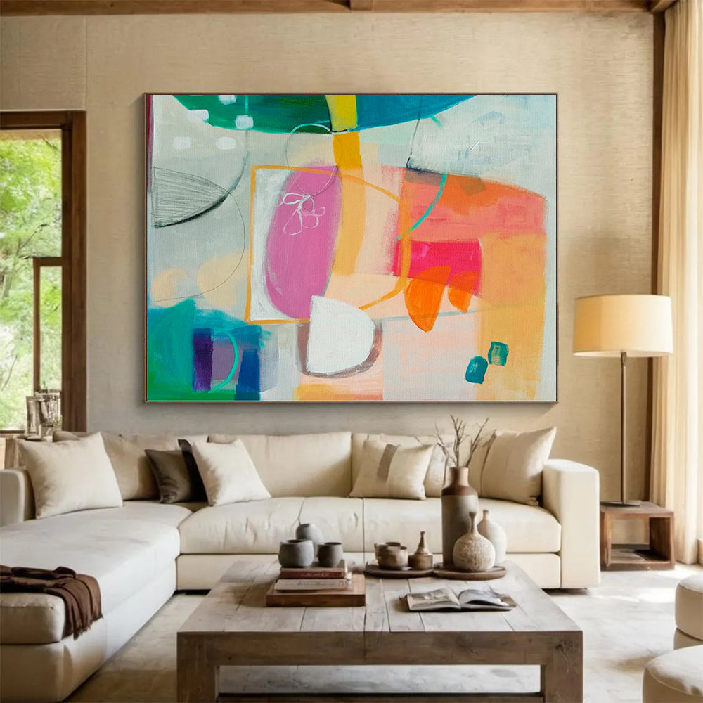 “Colorful Shapes Abstract” - Contemporary Abstract Painting On Canvas PS0093