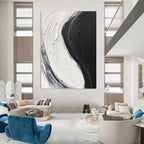 “Black and White Swirl” - Dynamic Abstract Painting On Canvas DS376