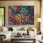 “Colorful Textured Waves” - Impasto Oil Painting On Canvas DKS857