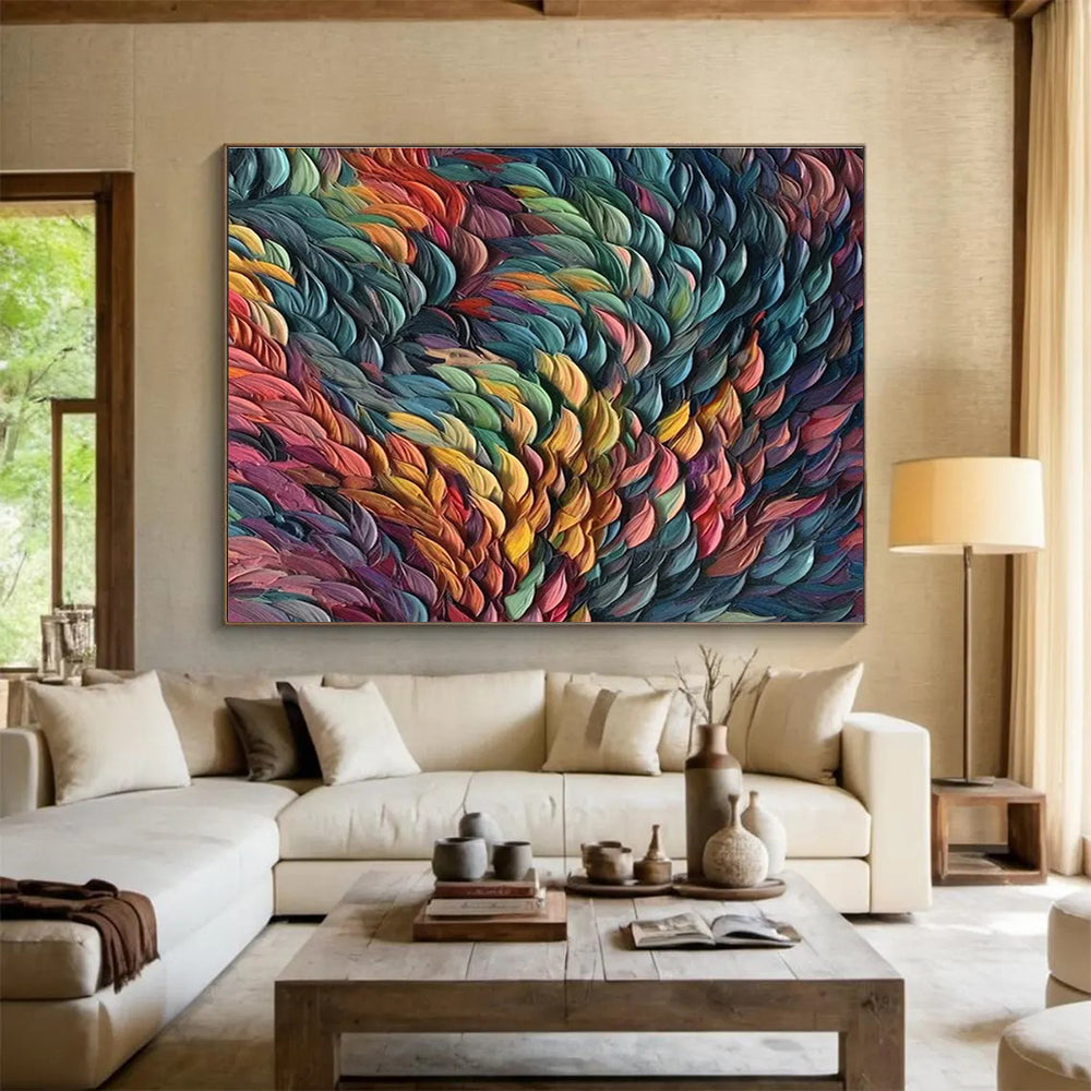 “Colorful Textured Waves” - Impasto Oil Painting On Canvas DKS857