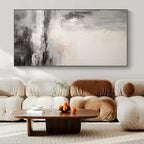 Gray, White, Beige with Textured Strokes "Atmospheric Drift" Abstract Painting On Canvas PS1377