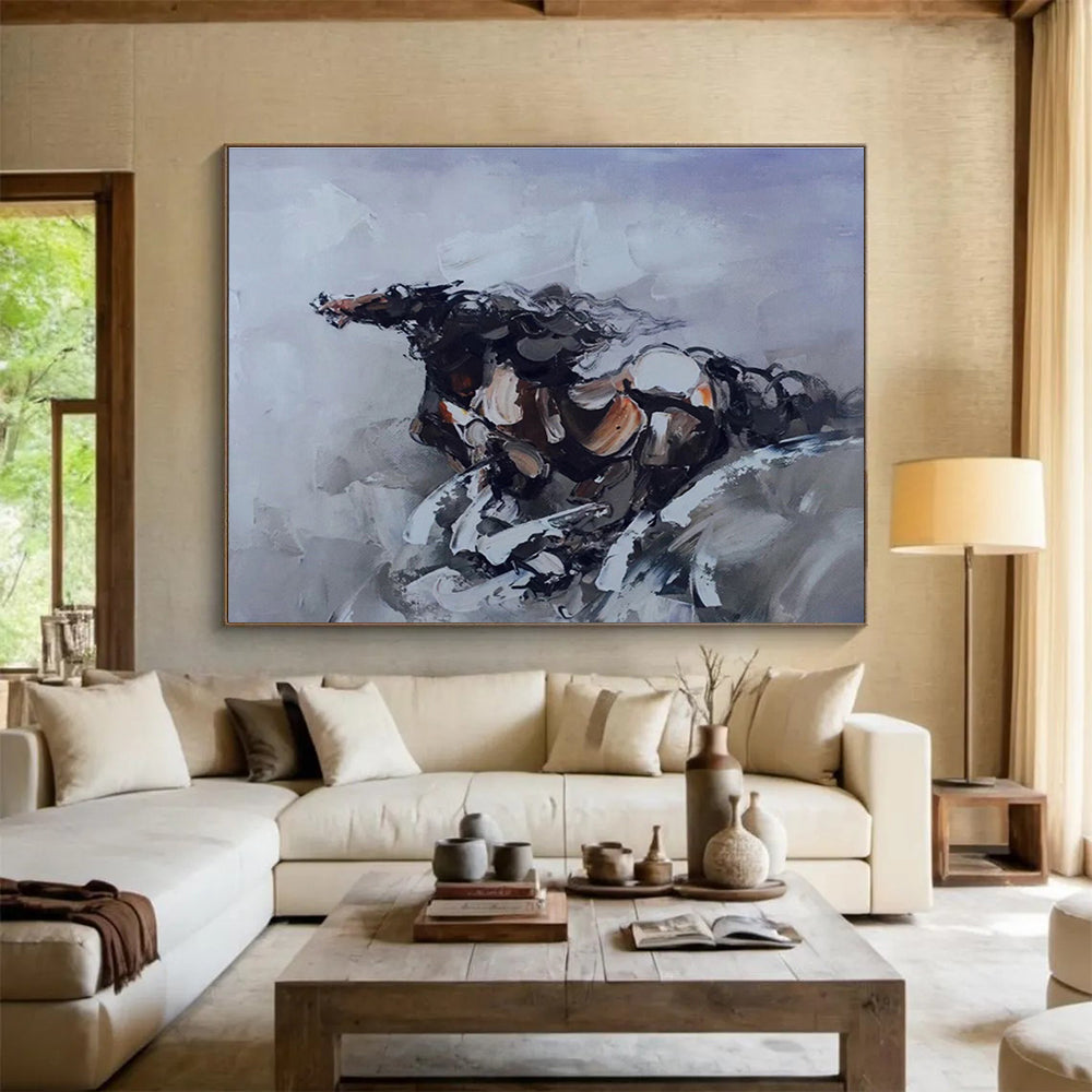 “Grey - Brown Galloping Energy” Painting On Canvas DKS306