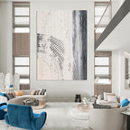 “Linear Textures: Gray, White Abstract” - Subtle Abstract Painting On Canvas DS399