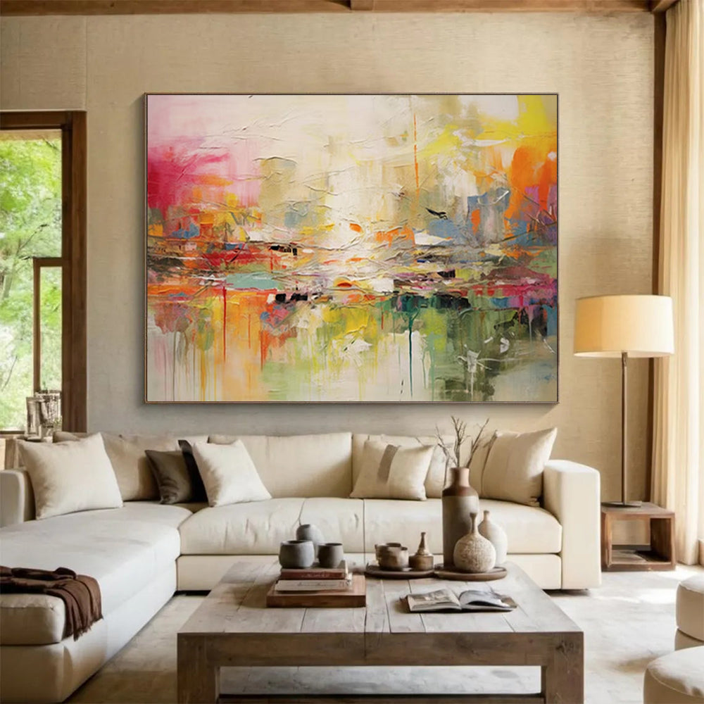 “Color - Burst Cityscape” - Vivid - Abstract Painting On Canvas PT1536