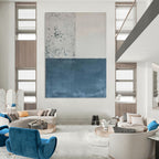 Blue - Gray Minimalist Blocks Textured Painting On Canvas DS085