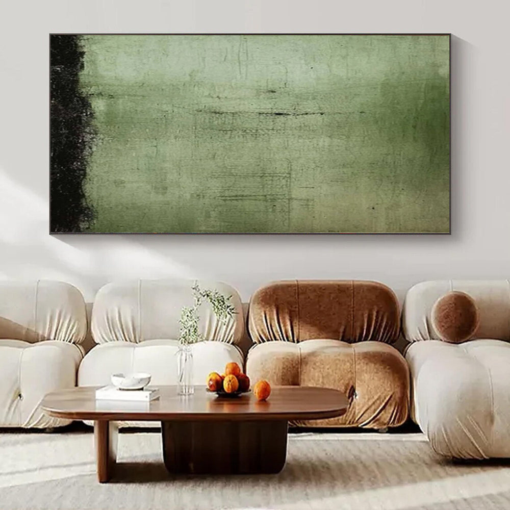 “Green - Black Textured Abstract” - Earthy Abstract Painting On Canvas PS0154