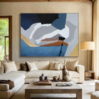 Geometric Blues and Neutrals Abstract Painting On Canvas DKS173