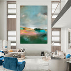 “Soft Blue - Colorful Abstract Landscape” - Abstract Landscape Painting On Canvas PT2011
