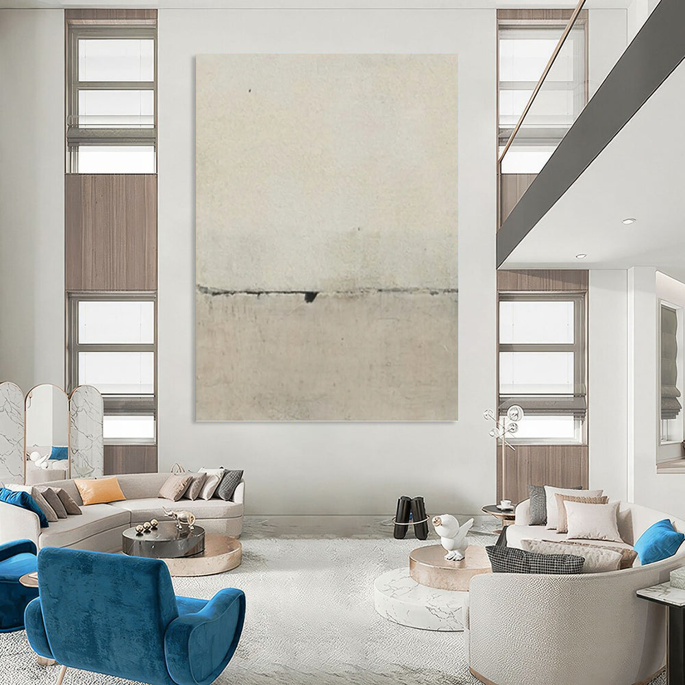 “Light Grey Cracked Surface” - Minimalist Abstract Painting On Canvas PT1122